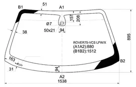 Стекло лобовое в клей ROVER 75 4D SEDAN 2000- XYG ROVER75-VCS LFW/X